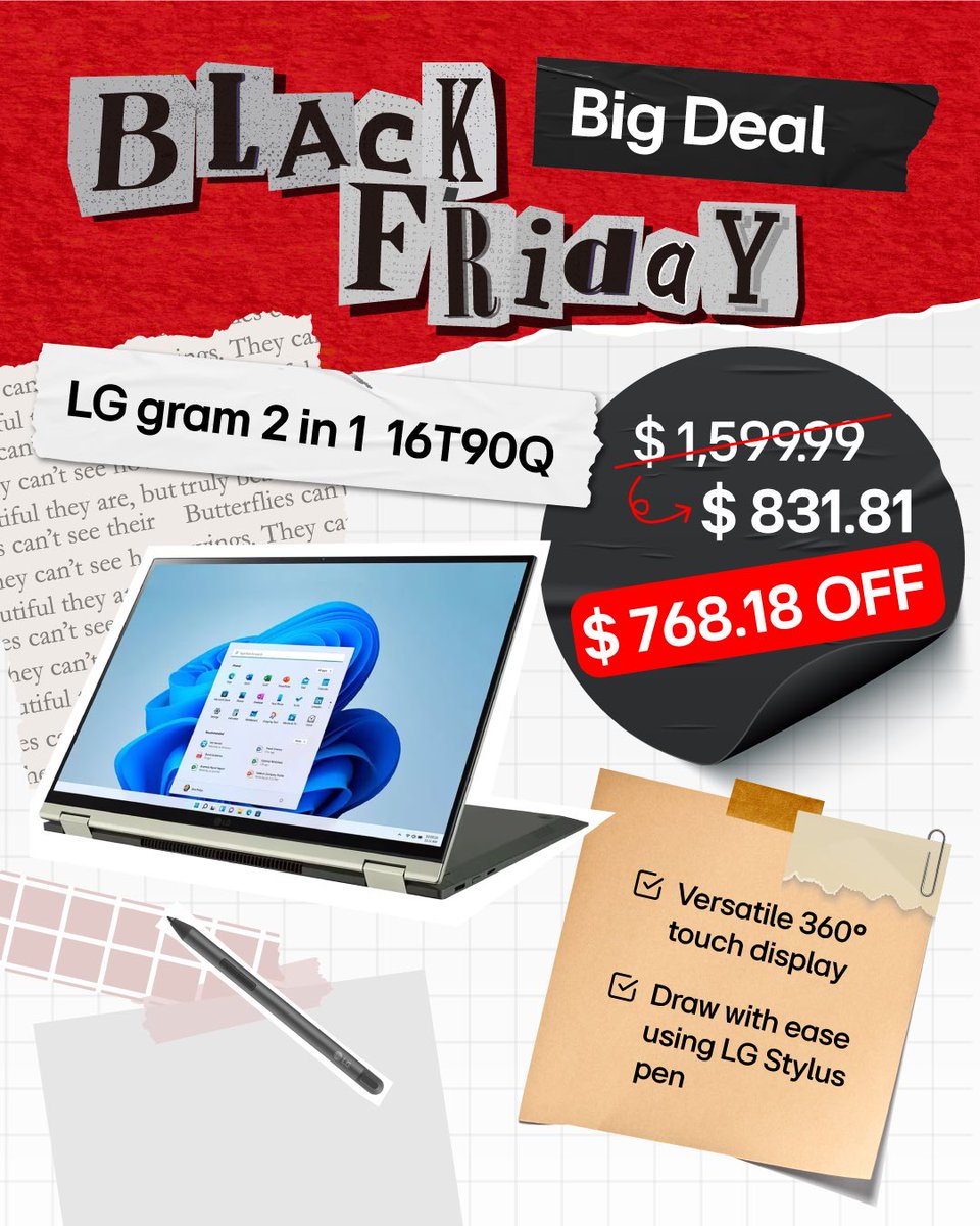 Firework12917's tweet photo. Black Friday deals are now live on Amazon🔥
#DealAlert #BlackFridaySale on LG Grams!
✅ LG gram 17Z90R → $800.99 OFF
🛒 https://t.co/BVMH1Sz5rB

✅ LG gram 16Z90R → $600 OFF
🛒 https://t.co/hOGQ06rzLb

✅ LG gram 2in1 16T90Q → $768.18 OFF
🛒 https://t.co/wo2V1p89v8 https://t.co/J4qIf5ewfx