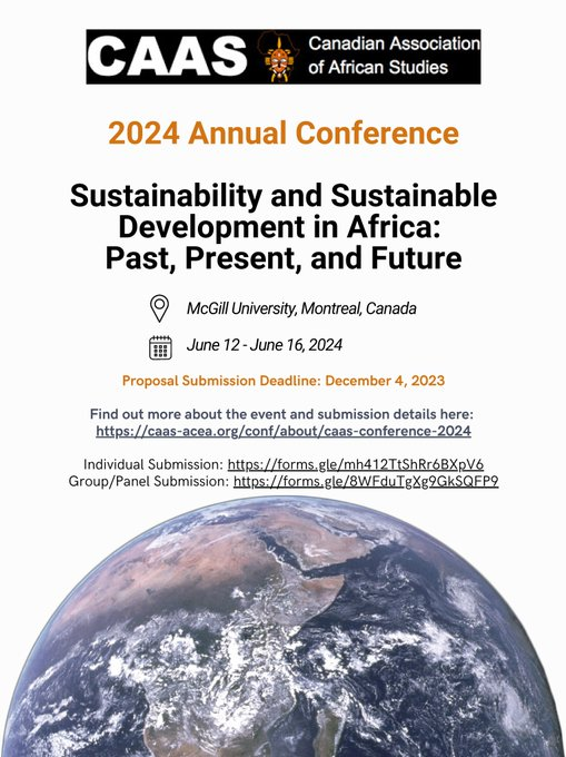 CAAS_ACEA's tweet photo. CAAS Conference 2024
Theme: "Sustainability and Sustainable Development In Africa: Past, Present, and Future"

CFP Deadline: December 4, 2023

More info: https://t.co/Gv3iA6Z4ZP https://t.co/hj6JoFPGQV