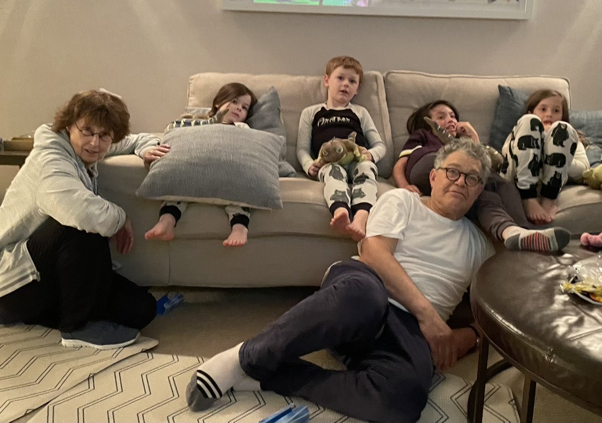 Thanksgiving: Franni, me and the grandkids and our annual viewing of Judgement at Nuremberg.