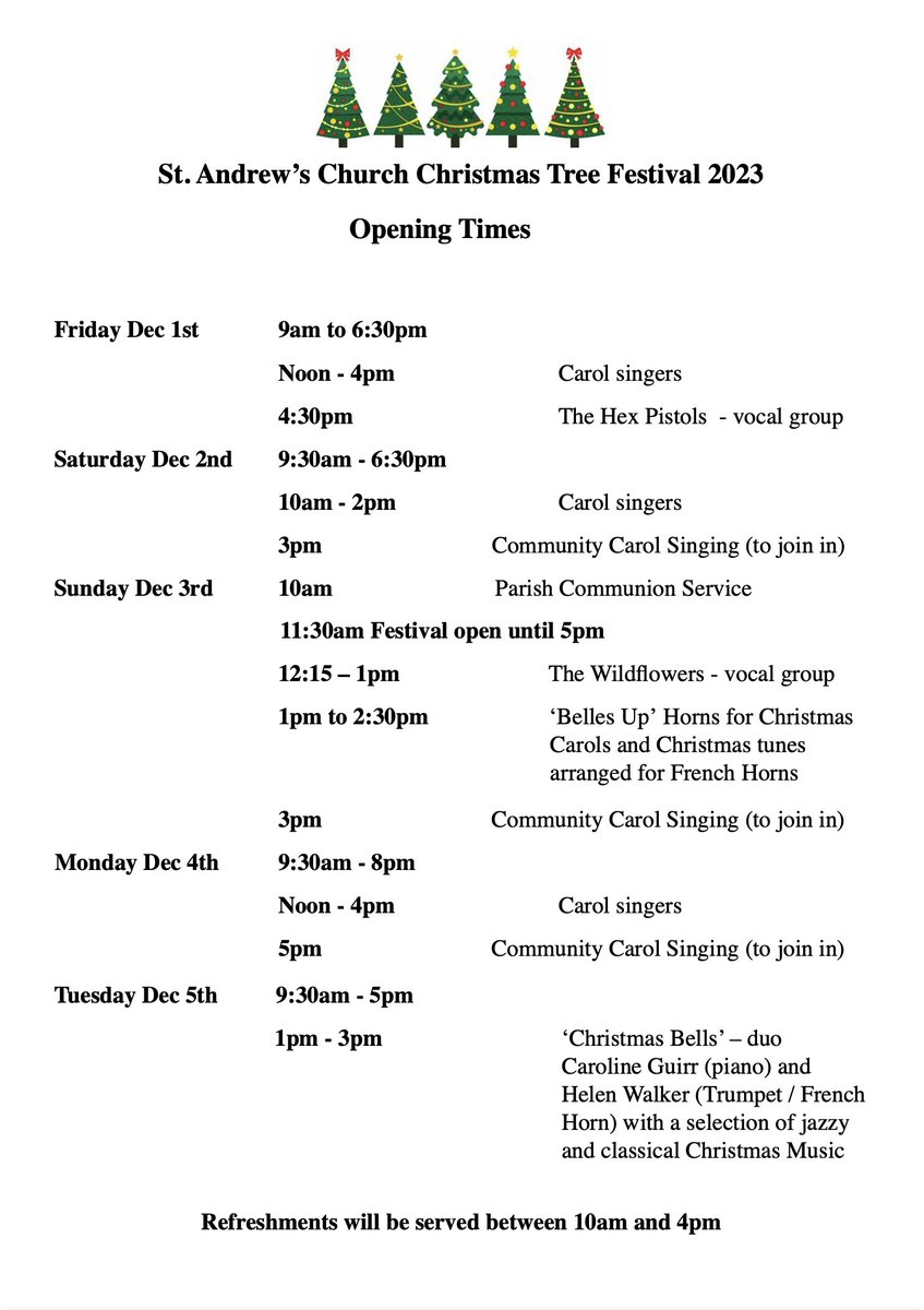 Middle Street in Corbridge on this Friday evening. One week to go until the start of the 2023 St Andrew's Church Christmas Tree Festival.