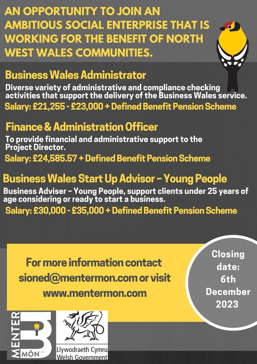⭐️⭐️⭐️⭐️JOBS⭐️⭐️⭐️⭐️ We have new jobs at Menter Môn. We offer an excellent pension and flexible working, with staff working from home and from the office. It is also a very friendly place to work 😁 Follow the link for more information mentermon.com/swyddi/
