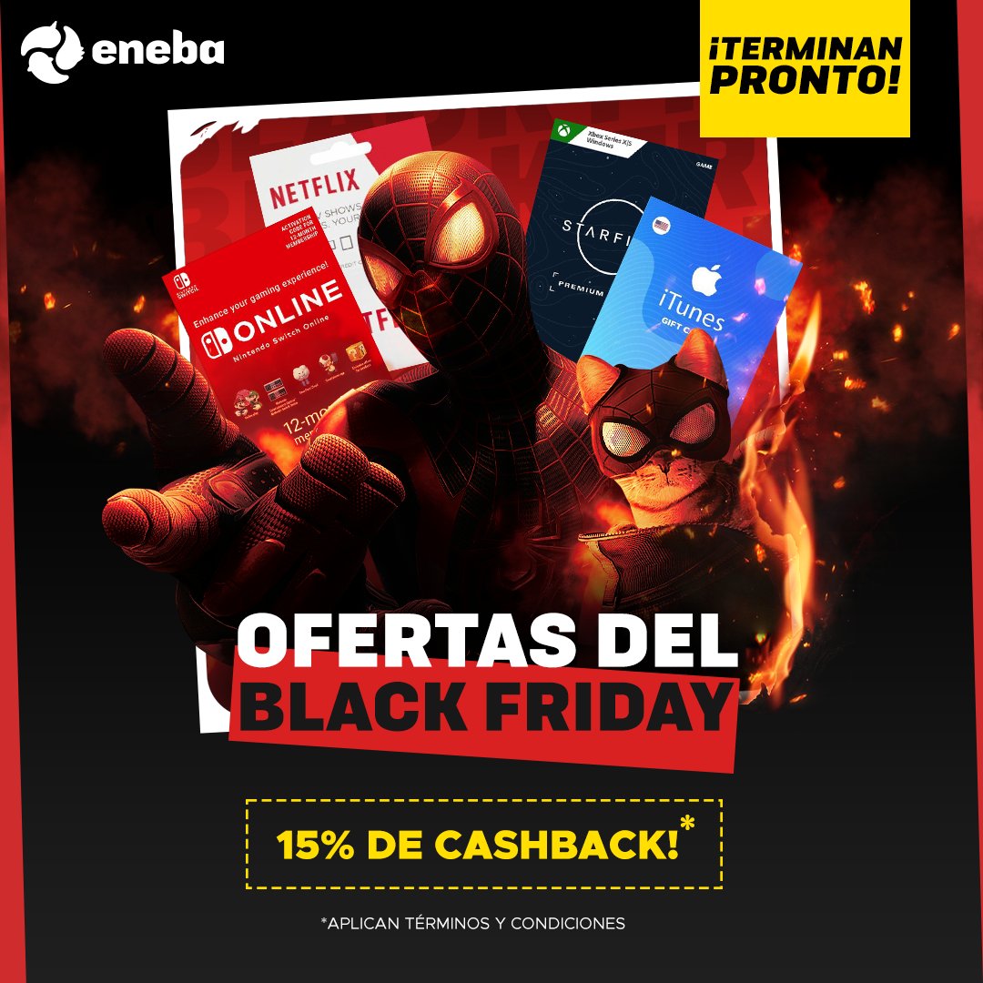 ¡Hola Amigos 🎮 La fiebre del Black Friday sigue en Eneba con la Semana 2 de promos 🔥. Consigue hasta un 15% de cashback en tus juegos favoritos ➡️ eneba.com/es/sales/black…

¡Ahorra y juega más! 💸✨ #BlackFriday #OfertasEneba
