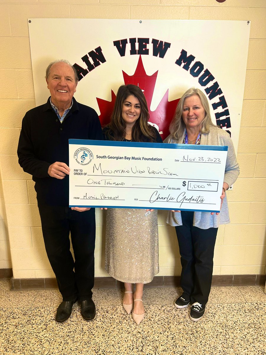 Big thank you to South Georgian Bay Music Foundation for their donation to our music program here at Mountain View! We know Mrs Bain will put it to great use!