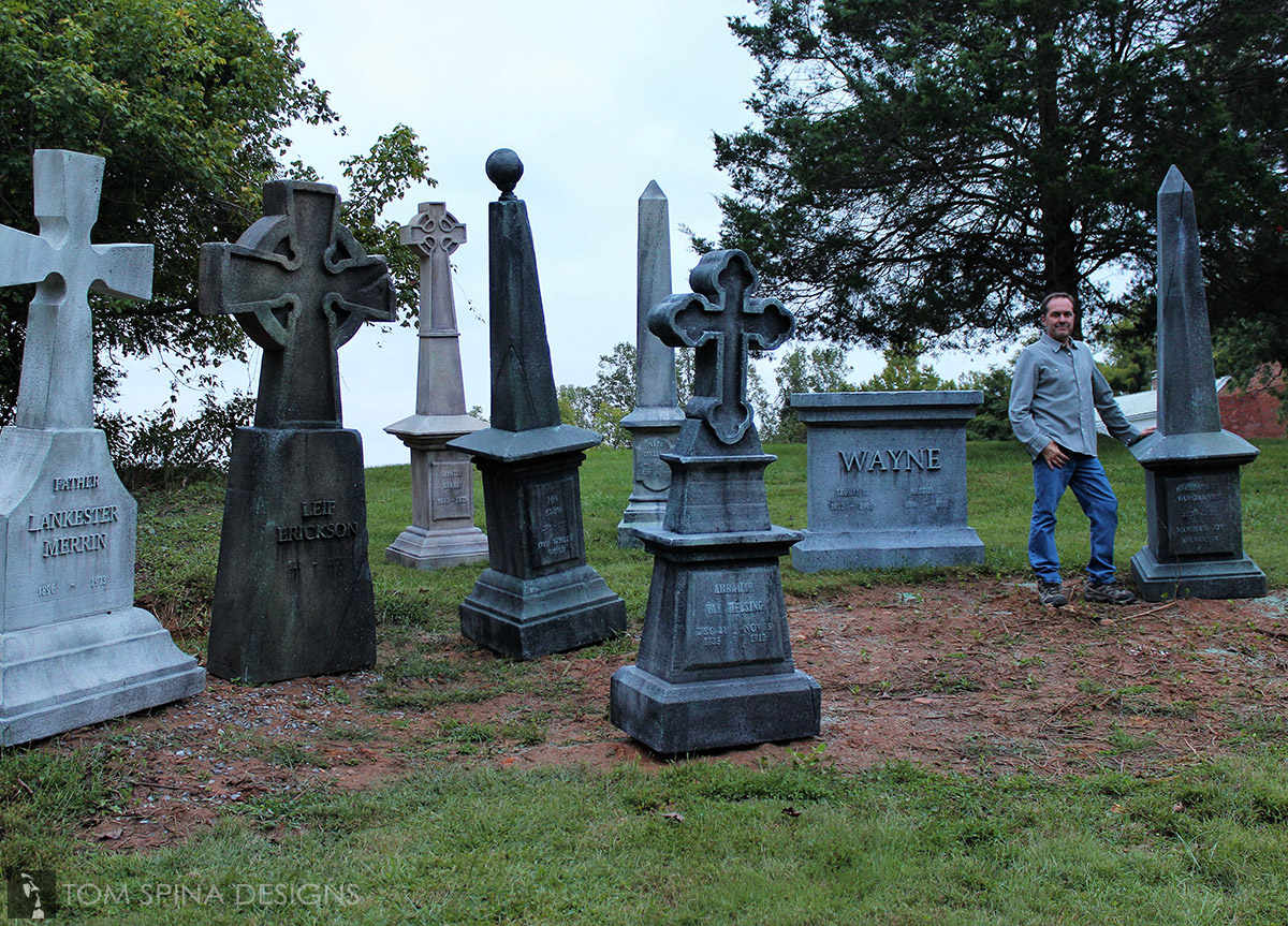 TomSpinaDesigns's tweet image. As part of a client's ever-growing #Halloween graveyard display, we added some fun new headstones in a variety of styles complete with UV reactive hidden messages. bit.ly/47sOV13 

#spooky #propmaking #TomSpinaDesigns