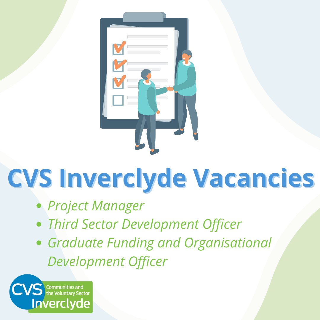 Join us! We’re looking for a project manager, a graduate funding and organisational development officer, and a third sector development office to support and strengthen Inverclyde’s incredible third sector! 🙌 Apply now: cvsinverclyde.org.uk/news/all-news/.