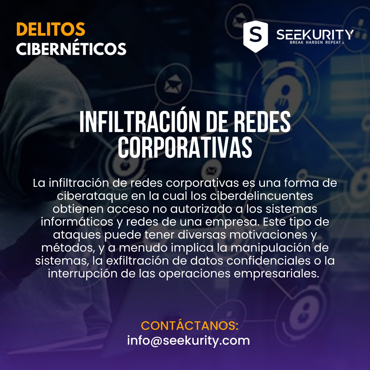 ¡Prevén delitos cibernéticos! Protege tu empresa contra infiltraciones. 🚀 Descúbrelo con nosotros: seekurity.com #Ciberseguridad #PrevenciónDigital #seekurity #seguridaddigital