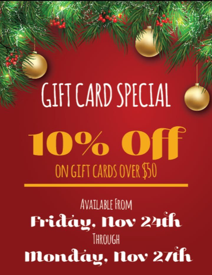 🎄 Bernardi's Gift Certificate Special🎄This weekend, from 11/24-11/27 spend $50 or more on gift cards at Mona's or Capponi's and get 10% off your purchase! Take advantage of this money saving gift idea, because it won’t last long! 

#holidayshopping #giftideas #blackfridaydeals