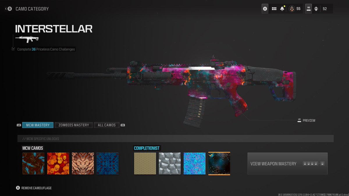 iXiro_'s tweet photo. INTERSTELLAR CAMO finally unlocked 🥶😈😍 https://t.co/4spPd6eTM5