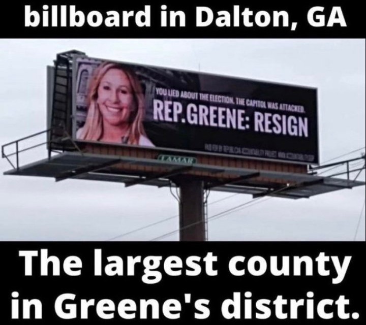 To: <a href="/RepMTG/">Marjorie Taylor Greene</a> 

From: The largest county in your district, Dalton,

RESIGN.

Happy Thanksgiving Weekend 😁