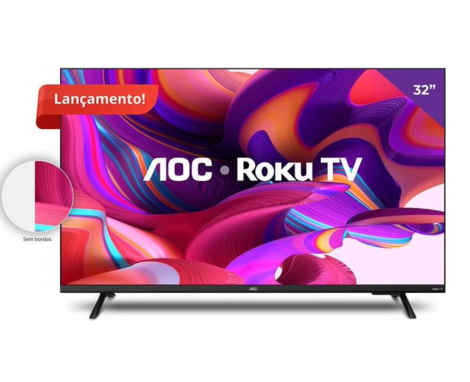 Smart TV LED 32″ HD AOC 32S5135/78G – Design sem bordas, Wifi, Conversor Digital, USB, HDMI
