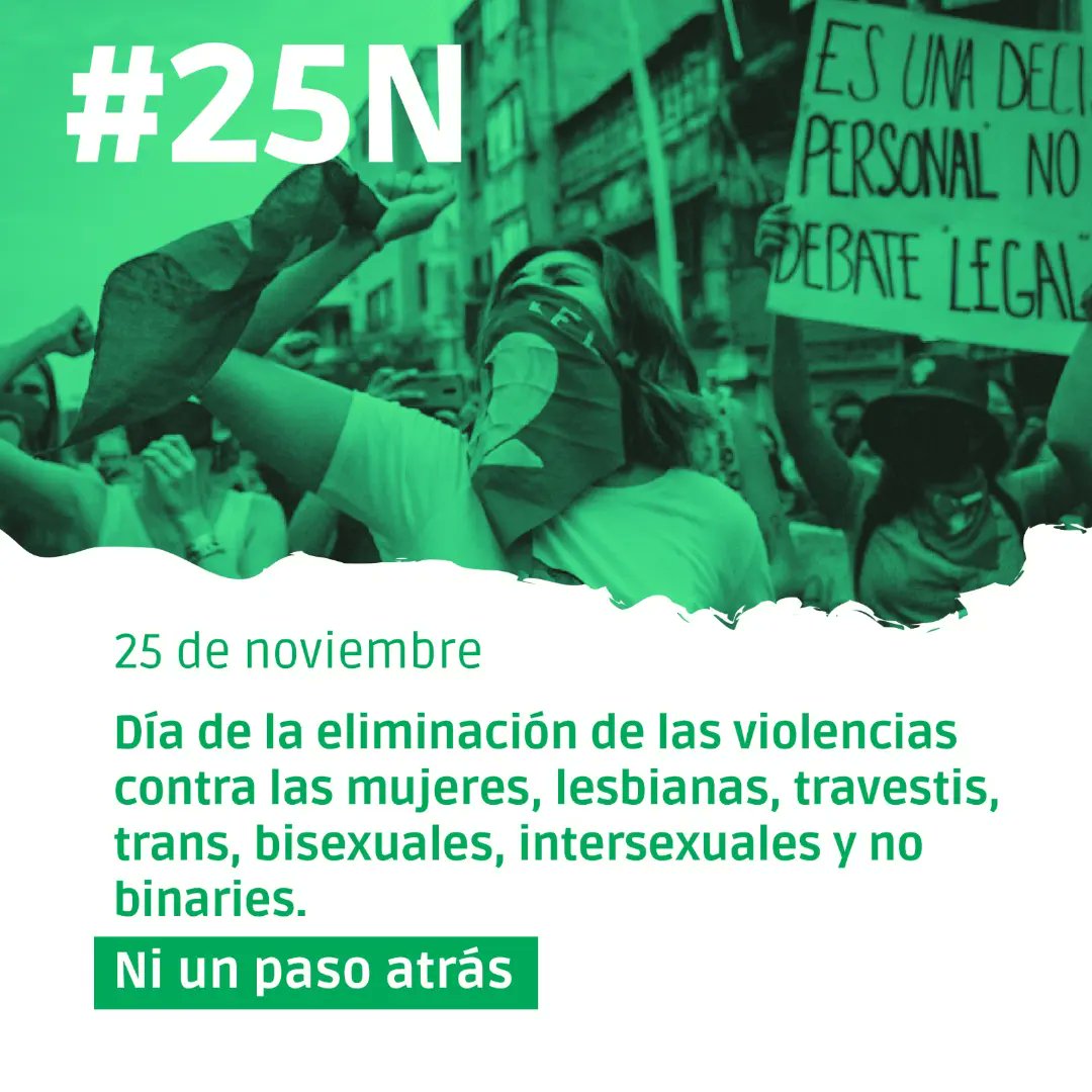 CampAbortoLegal's tweet photo. 25 de noviembre Día de la eliminación de las violencias contra las mujeres, lesbianas, travestis, trans, bisexuales, intersexuales y no binaries.

Ni un paso atrás 
Leé la declaración completa 🧵 https://t.co/fOTfF4atkI