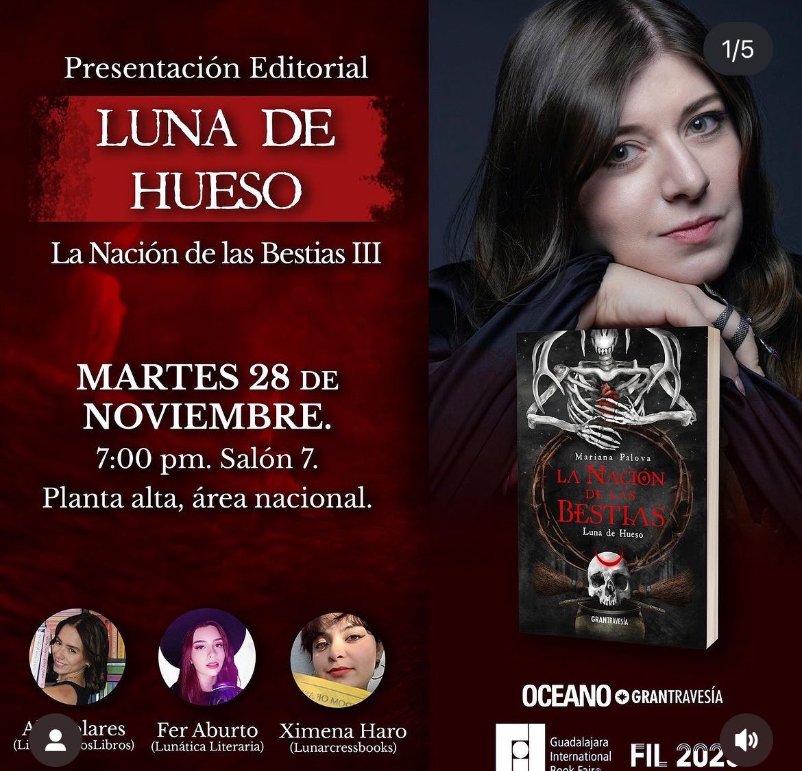 lunaliteraria99's tweet photo. ¡La Tía Luna por primera vez en @FILGuadalajara ! ❤️‍🔥

Estaré firmando “La Sed Oscura” en el stand de @penguinlibrosmx   y el martes 28 estaré haciendo la presentación de “Luna de Hueso” de @marianapalova 

Se viene mucho contenido de la Fil así que estén atentxs a mis redes ✨🫶🏻 https://t.co/tEUHt9WIDY