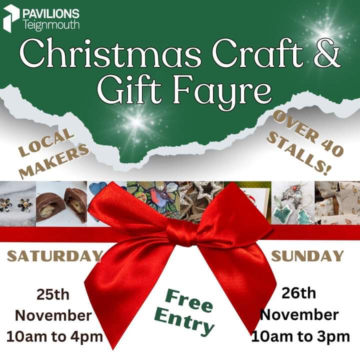 It's the #Christmas #Craft & Gift Fayre weekend - over 40 fabulous stalls from local makers. Sat 25/11 10-4 & Sun 26/11 10-3. Drop by to #shoplocal #teignmouth @visitsouthdevon 🎅🎄