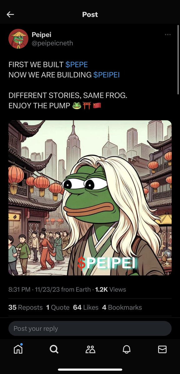 <a href="/DogecoinRide/">Dogecoin Ride</a> 🐸 Introducing $PEIPEI - The Chinese $PEPE Revolution! 🇨🇳⛩️

We have the $PEPE Dev behind this project 🤯
- Liquidity Locked
- Contract Renounced
- Stealth Launch
- Chinese Backed 

FEELING PEIPISH? 🐸⛩️ <a href="/peipeicneth/">Peipei</a>