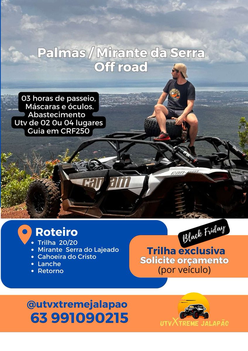 Trilha offroad em Palmas. Locação de utvs de 02 ou 04 lugares. Passeio bacana para o fim de ano.