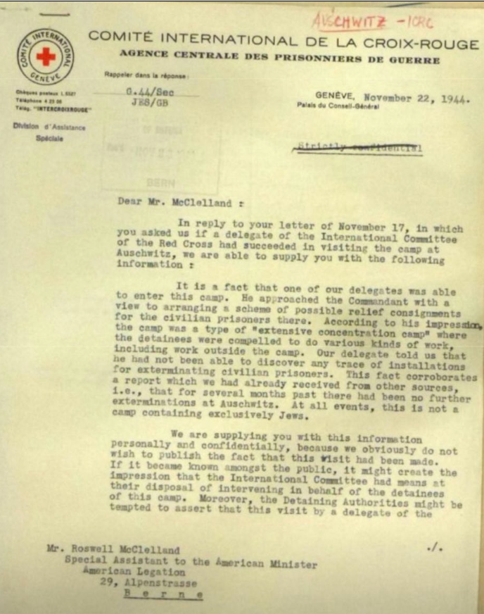 Grunberg's tweet photo. En noviembre de 1944 la Cruz Roja certificó que en Auschwitz no se mataban civiles... https://t.co/Pbi2Us6DWa