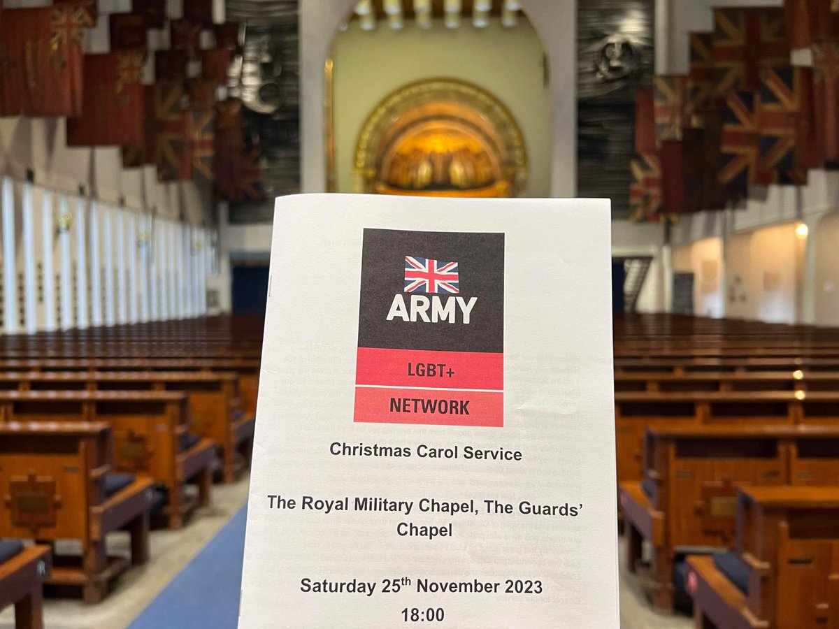 Final preparations underway at @TheGuardsChapel for tomorrow night’s Army LGBT+ Network Christmas Carol Service; looking forward to meeting members, friends from other Defence networks, allies… and mulled wine and mince pies!