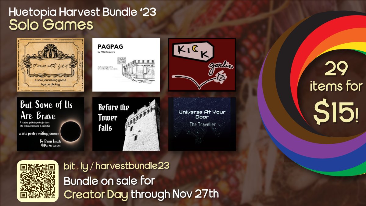 Need some time to reflect creatively by yourself? Our Harvest Bundle has plenty of options! There's journaling about space exploration, grief & loss, monsters against their darkness, and discovering stories of a decaying land...to larps on poetry and vampire reflections.