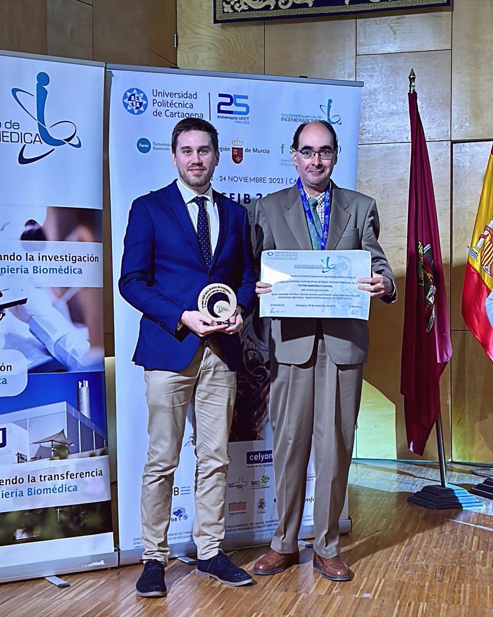 Today, I had the honor of winning the 🏆 2022 Best Scientific Paper Award for young researchers, organized by the Spanish Society of Biomedical Engineering #SEIB #CASEIB2023

Check the paper here: doi.org/10.1016/j.asoc…