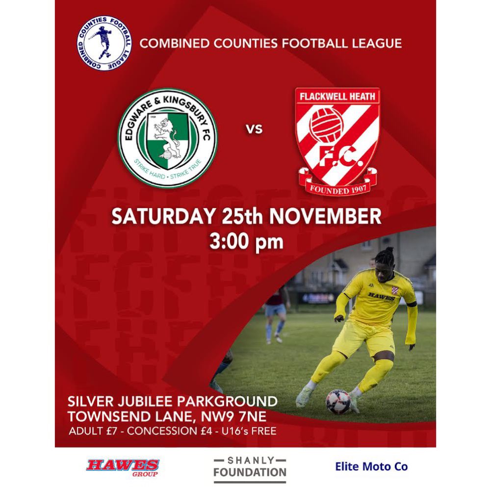 Tomorrow afternoon the First Team take on Edgware & Kingsbury FC in the @ComCoFL Premier North Division. The Development Squad welcome Tring Athletic to Wilks Park in a 3pm KO #Heathens #AwayDays