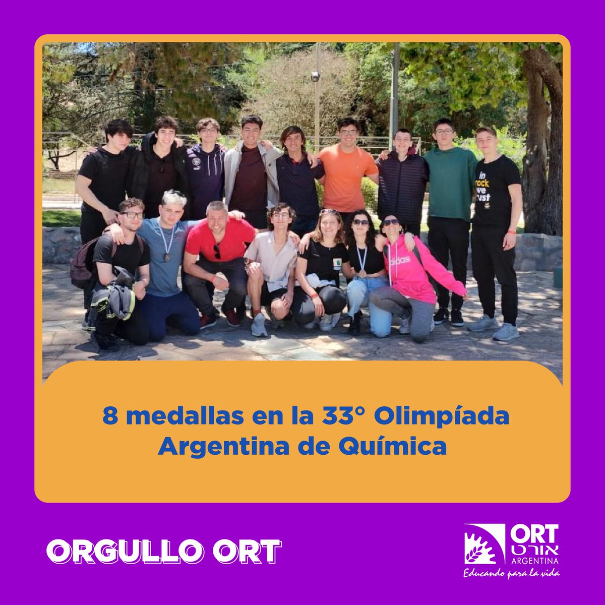 ORTArgentina's tweet photo. 👉 Once estudiantes de ORT participaron en el Certamen Nacional de la 33° Olimpíada Argentina de Química. Allí ocho alumnos y alumnas fueron premiados y uno de ellos también fue preseleccionado a las Olimpíadas Internacionales.
¡Leé más!👉https://t.co/7vvNvQHGS4
#OrgulloORT https://t.co/1c1bERLkht