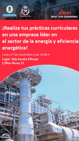 🚀 ¿Listo para impulsar tu carrera en ingeniería?
#AITESA busca estudiantes para prácticas el 27/11 a las 14h <a href="/minasenergiaupm/">minasenergiaupm</a> <a href="/La_UPM/">Universidad Politécnica de Madrid</a> 
¡Oportunidad única de aprender y crecer con los mejores en eficiencia energética!
➡️ short.upm.es/56du7

#somosUPM #industria #ingeniería