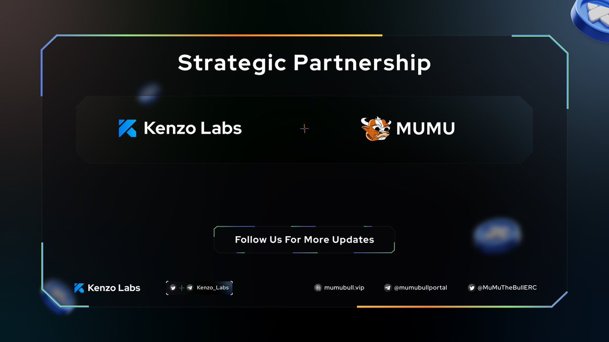 Kenzo_Labs's tweet photo. 📢We are thrilled to announce our partnership with @MuMuTheBullERC !

💎 $BULL, the ultimate symbol of the bull market, emerges as the leader in this new bull run. Mumu, the first-ever mascot of the bull run, charts the course for a lasting impact.

Let’s Keep Building Together🤝 https://t.co/HTK5eBKvKw