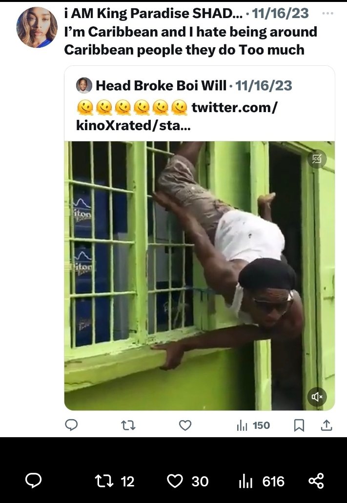 KamiliJJ's tweet image. The nerve of you @MrOnAHoeNeck Stop deflecting &amp;amp; Fix your own janky Caribbean culture.

You will not attune ALL Black Americans to the likes of your own inadequacy....
#StopDeflecting