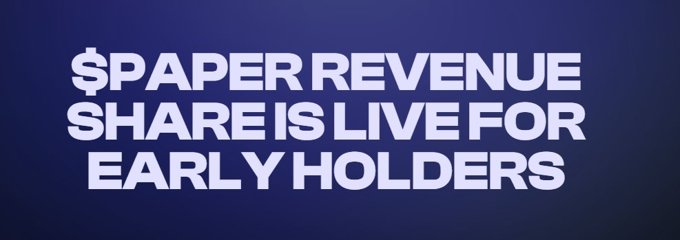 PaperSwaps's tweet image. $PAPER Revenue Share for early holders is live.

Claim via our website: paperswap.vip