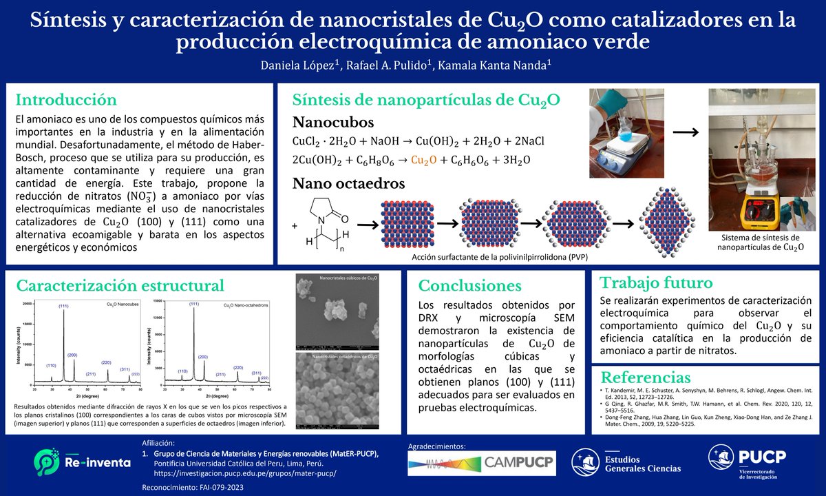 As part of the support program of the undergrads students at Pontificia Universidad Católica del Perú (Re inventa),  we present this poster with the student, Daniela López, showing part of our work and some progress of my master´s thesis.