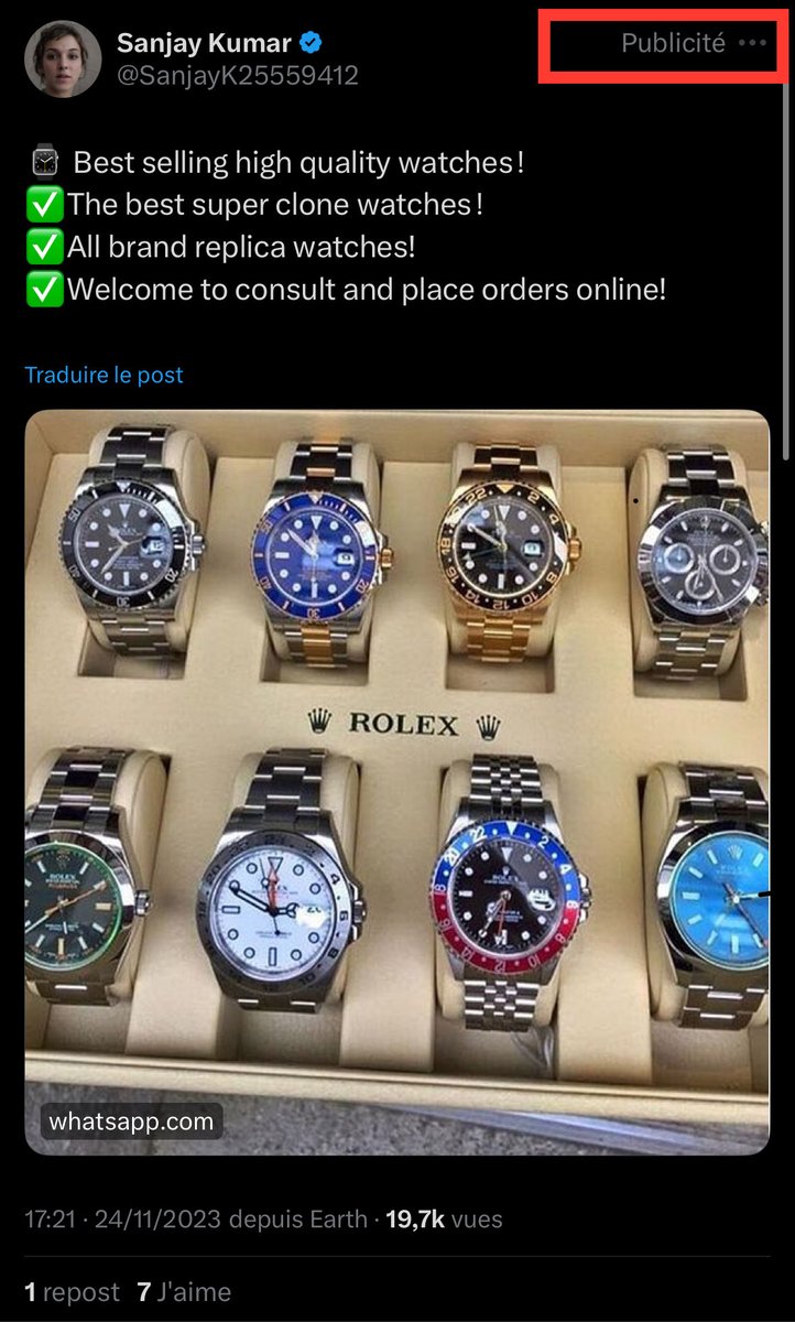 Le modèle économique de Musk : faire fuir les plus gros annonceurs de la planète et vendre des fausses Rolex sur X 👌🏻