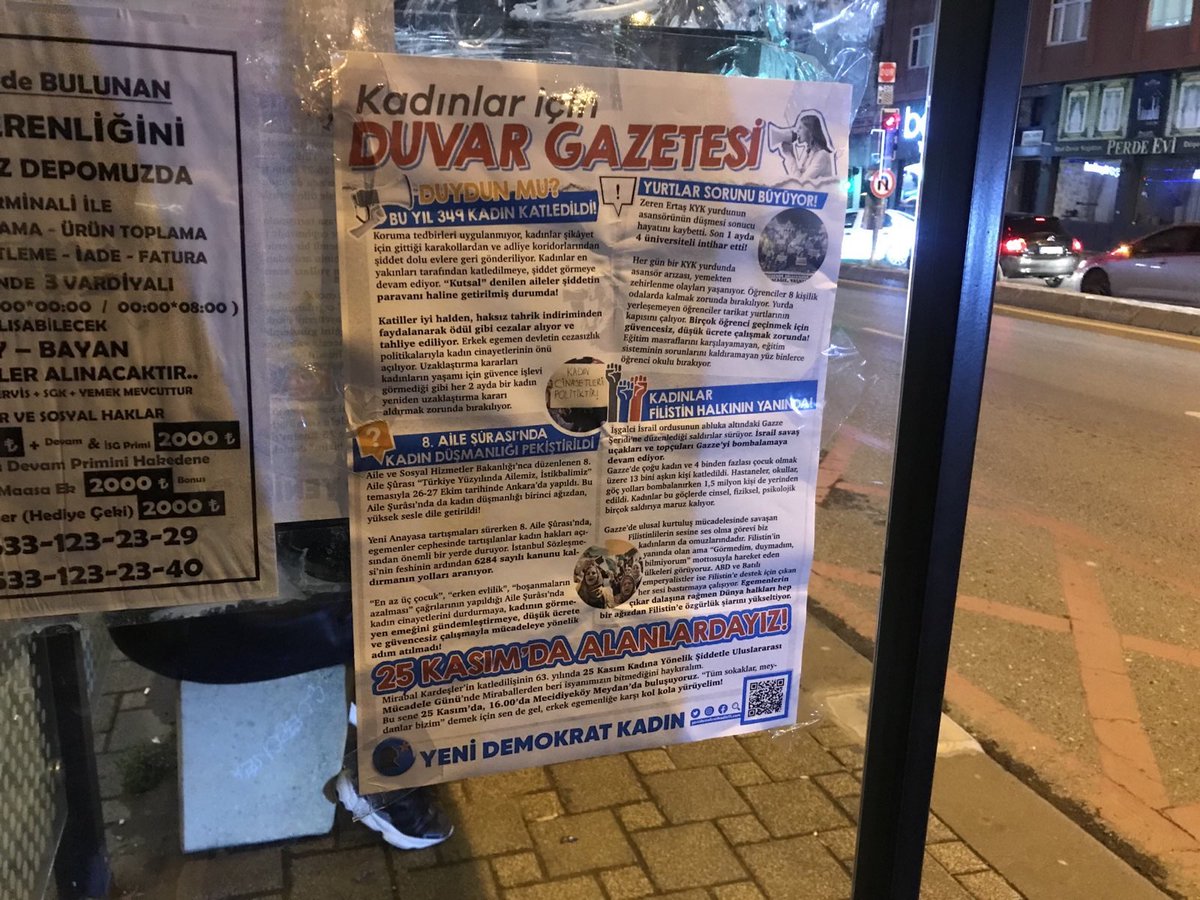 ydkresmi's tweet photo. Örgütlenerek özgürleşecek, önümüze dikilen duvarları yıkacağız!

📢Sarıgazi’de durak ve duvarlarda kadınlar için hazırladığımız duvar gazetelerine denk gelebilirsiniz! https://t.co/wtr5UyMjVw