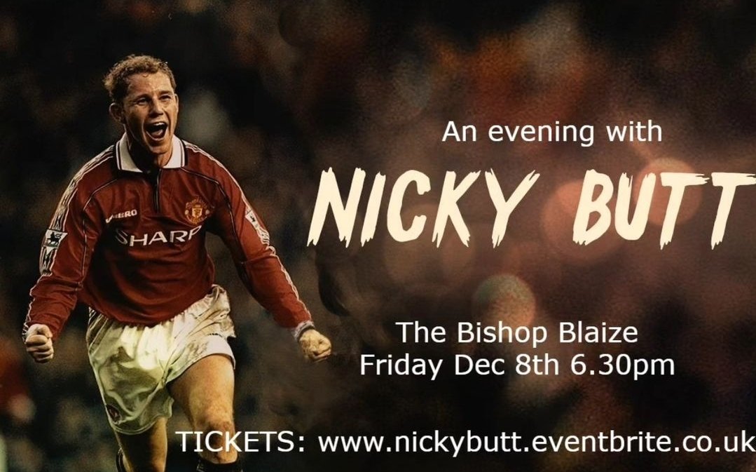 BuzzbeeEvents's tweet image. We always do fan friendly prices, so a night with Nicky Butt including a meal is £60. Book your tickets and come down to the Bishop Blaize! See you there