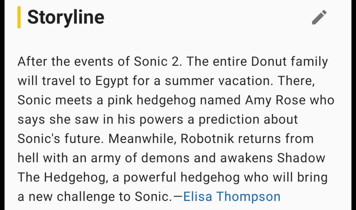 normie 𓆏🦔 on X: BREAKING: According to reputable source IMDB, the plot  to Sonic 3 has reportedly leaked‼️😳 looks like it might be adapting Sonic  CD 👀  / X