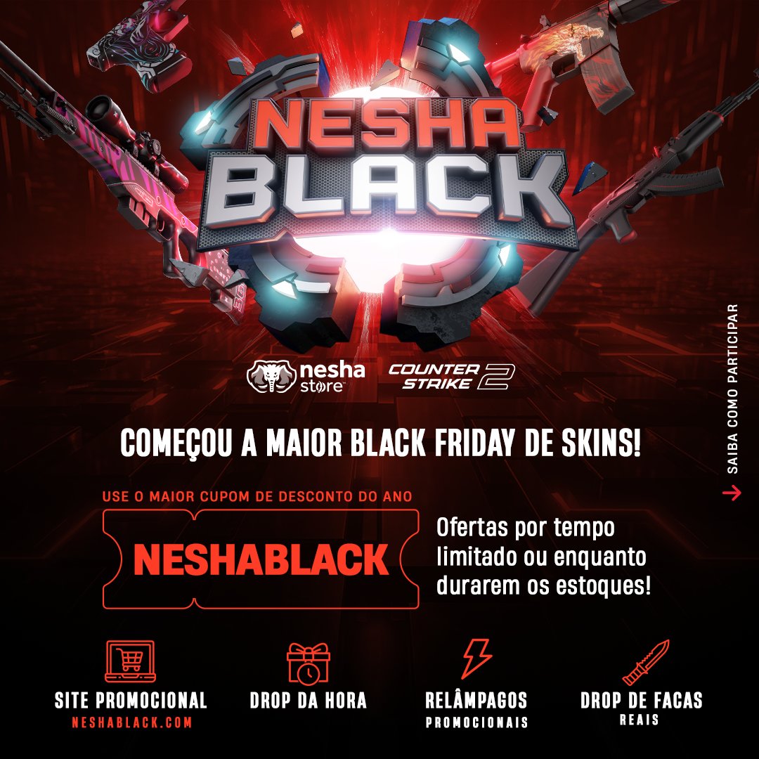 matheusueta's tweet photo. 🚀 A Nesha Black está IMPERDÍVEL! 🌟✨

Fique ligado: ofertas relâmpago, sorteios exclusivos e drops de skins a cada hora! ⏰💥

🔥 E tem mais: use o cupom UETAFRIDAY para um desconto INSANO! 💸

Não perca, acesse já:
👉 https://t.co/3DEw5BGcR1 #NeshaBlack 🛒🎉 https://t.co/BsXiMniwpV