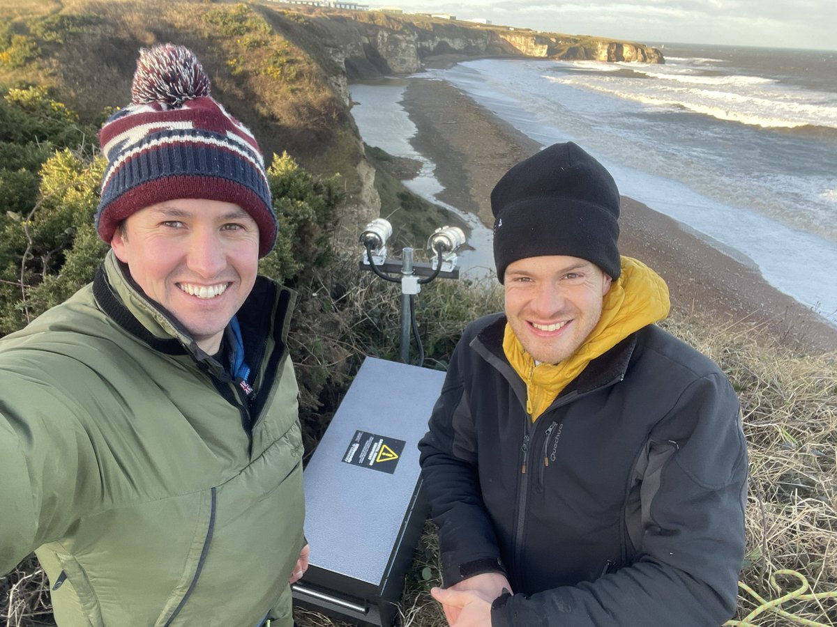 Successful day in the field deploying these monitoring cameras. Blast Beach overwashing at high tide and now cameras will fill in all this detail between surveys @NCLPhysGeog
