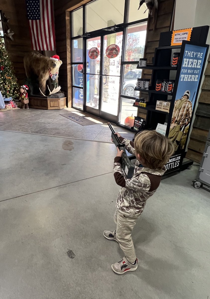 devanbarbour's tweet image. Little man thought he was going to tag one at Springhill Outfitters today! 

Be sure to #ShopLocal this Christmas! Remember: every guy has something on their list that’s at your local gun and hunting stores!! #hint #hint