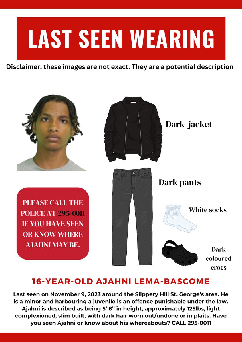16 year old Ajahni Lema Bascome is still missing Bermuda. It’s been over two weeks since he was last seen. Please ask about him and contact the police if you know anything 295-0011