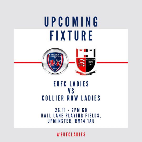 This Sunday the Ladies will be taking on Collier Row Ladies at home. #EUFCladies