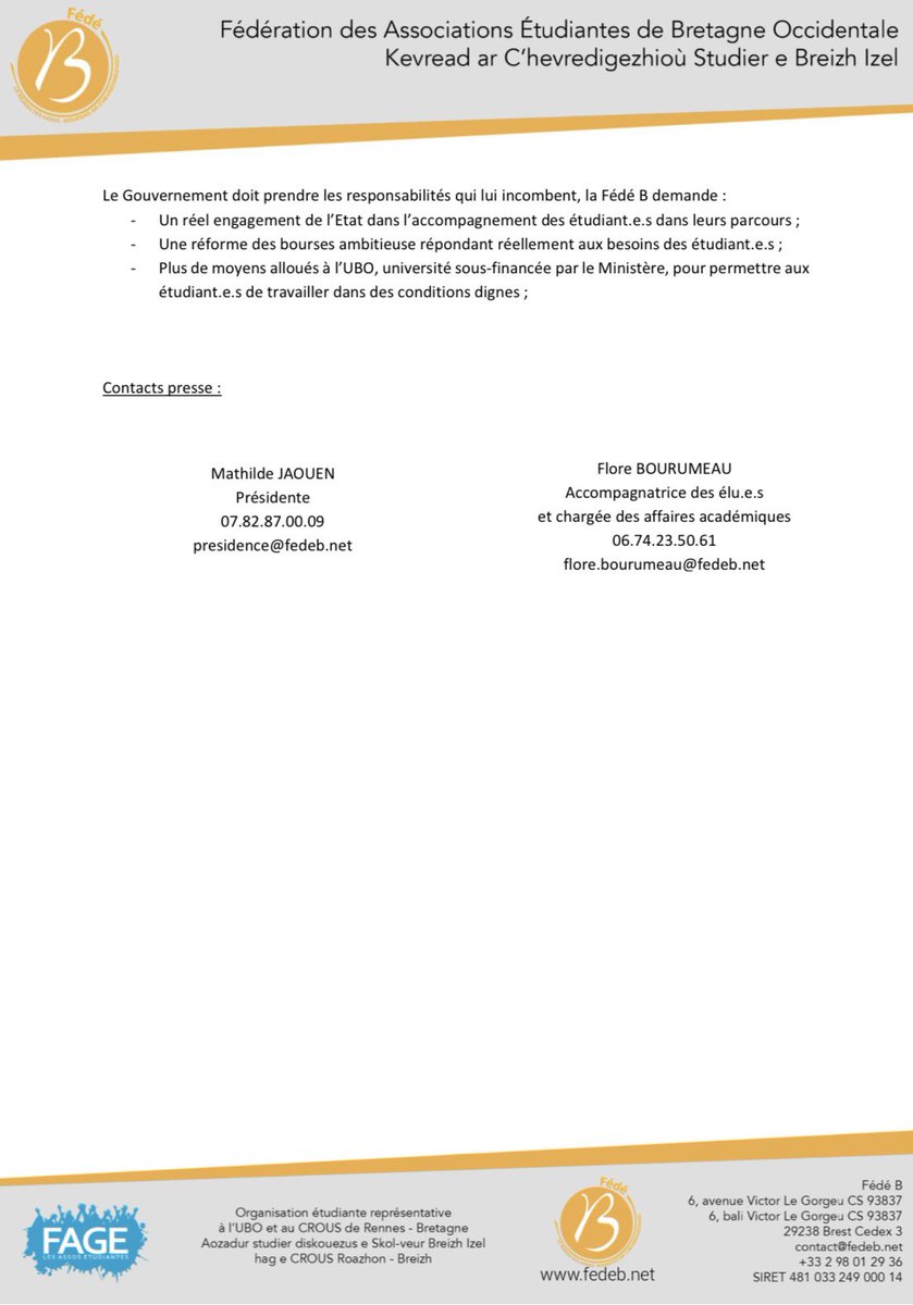 Fédé B (@fedebzh) on Twitter photo #ESR | À l’occasion de la venue de <a href="/sretailleau/">Sylvie Retailleau</a> à Brest, nous avons pu l’interpeller sur les nombreuses problématiques se posant au sein de l’UBO.
Sa réponse ? Décevante. Nous avons été entenduEs, mais certainement pas écoutéEs ou comprisEs.
Nos réactions plus en détails ⬇️ #ESR | À l’occasion de la venue de <a href="/sretailleau/">Sylvie Retailleau</a> à Brest, nous avons pu l’interpeller sur les nombreuses problématiques se posant au sein de l’UBO.
Sa réponse ? Décevante. Nous avons été entenduEs, mais certainement pas écoutéEs ou comprisEs.
Nos réactions plus en détails ⬇️