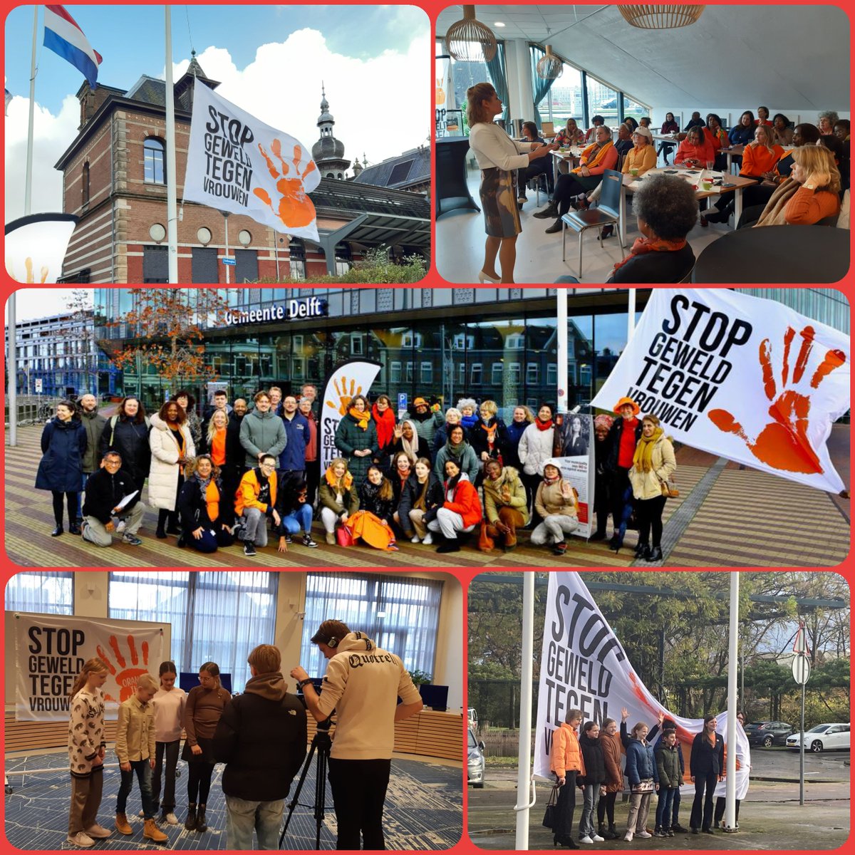 Vanmiddag aftrap in <a href="/GemeenteDelft/">Gemeente Delft</a> en  <a href="/PijnackerNootdp/">Pijnacker-Nootdorp</a> van de #orangetheworldNL campagne om geweld tegen vrouwen en meiden te stoppen. In 2023 is het thema in Nederland “Veilig, overal en altijd”.  Zie humanhousedelft.nl/orange-the-wor… voor de activiteiten, die plaats vinden in #Delft