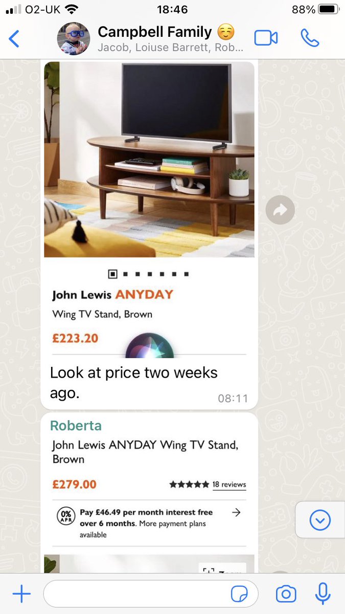 ianc0109's tweet photo. @JohnLewisRetail Don’t think much of your Black Friday deals. Looked at the below TV table 10 days ago and was priced at £233.00 so just thought I would wait and see The Black Friday Deal, could believe you had increased the price to £279.00 when I looked this morning. 😡 https://t.co/nFHjp1f86t
