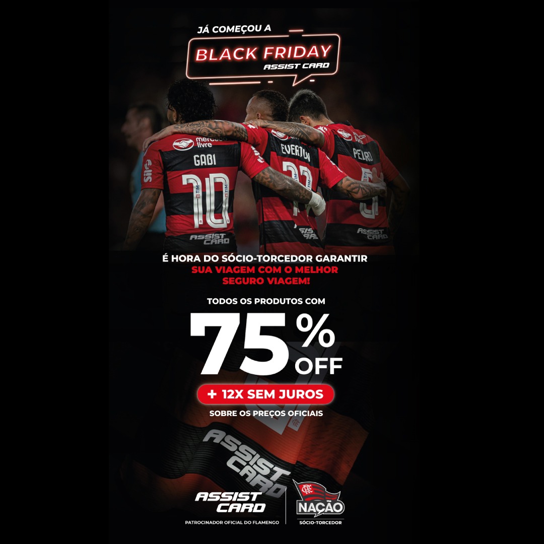 NacaoCRF's tweet image. Começou a Black Friday Assist Card! 75% OFF em todos os produtos sobre os preços oficiais! Parcelamento em até 12x sem juros! Garanta agora seu Seguro Viagem e viaje tranquilo!

#AssistFla #AssistCard #SeguroViagem