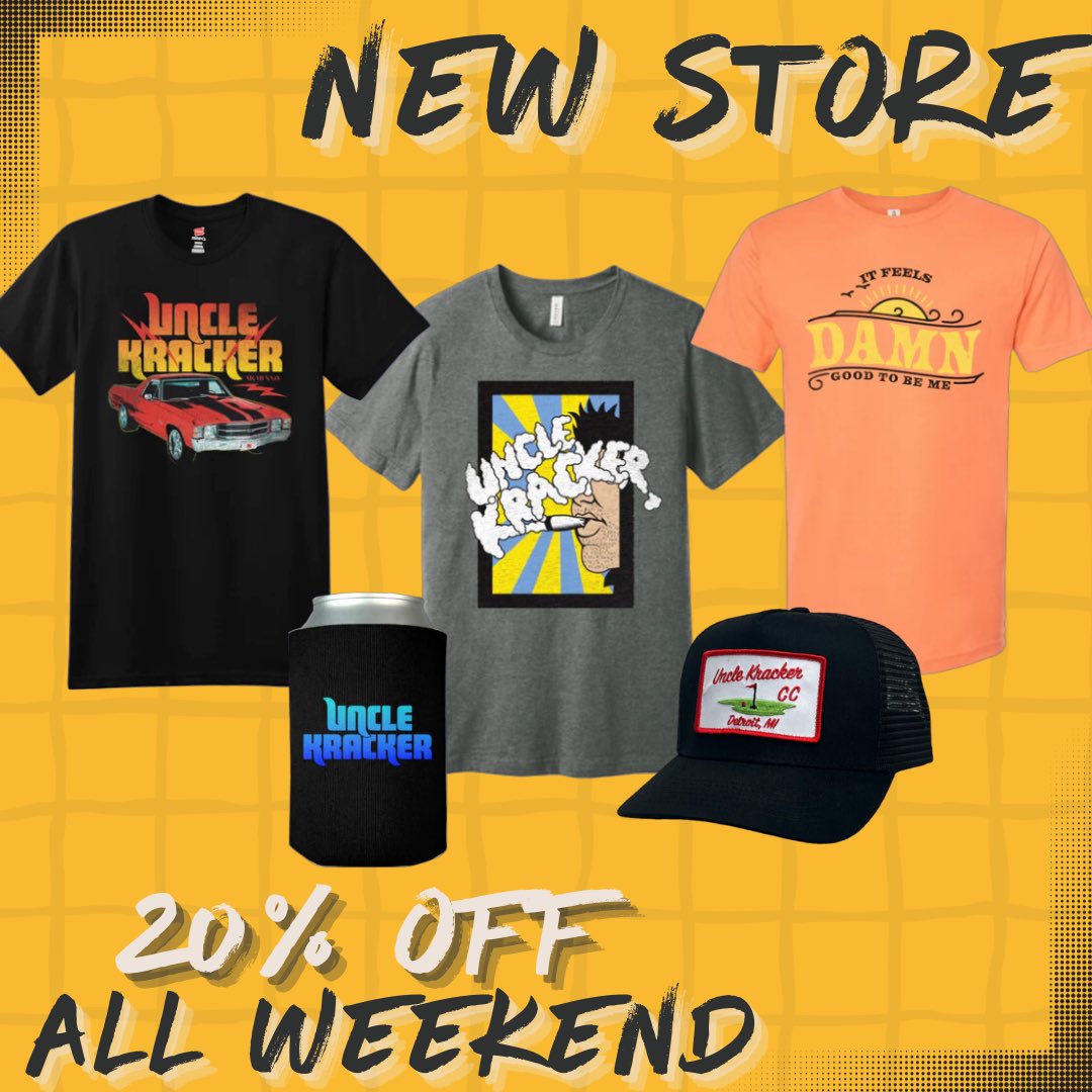 unclekracker's tweet photo. 🚨NEW STORE ALERT🚨 Just in time for Black Friday! Grab your merch at https://t.co/yNh4PNSnHI. 20% off will automatically be applied at checkout! Can’t wait to see y’all rocking the new merch at your next show 🤩 https://t.co/momz90iVp3