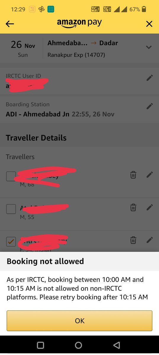 Apu0308's tweet image. @amazon @JeffBezos there&apos;s a bug in Amazon when trying to book irctc ticket it shows the time error even when trying to book outside the time mentioned. #amazonbug #AmazonIndia #amazonissue