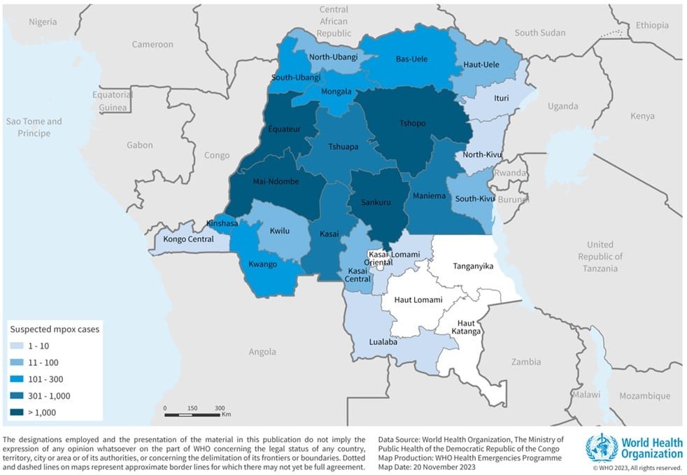 🔥The WHO has just published a release on the Mpox (monkey pox) outbreak in Democratic Republic of the Congo (DRC)

The case fatality rate is nearly 5%, and already 600 people have died. 

While there are effective vaccines, they are not available to those in DRC. 

🧵