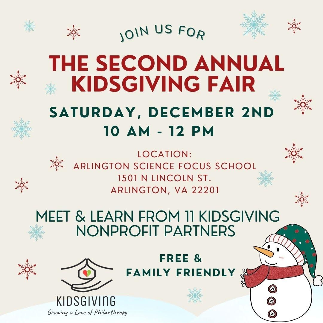 AWLA is excited to be taking part in the second annual Kidsgiving Fair! Visit us and ten other amazing non-profits at the Arlington Science Focus School on December 2nd from 10am-12pm. 

Learn more at kidsgiving.org