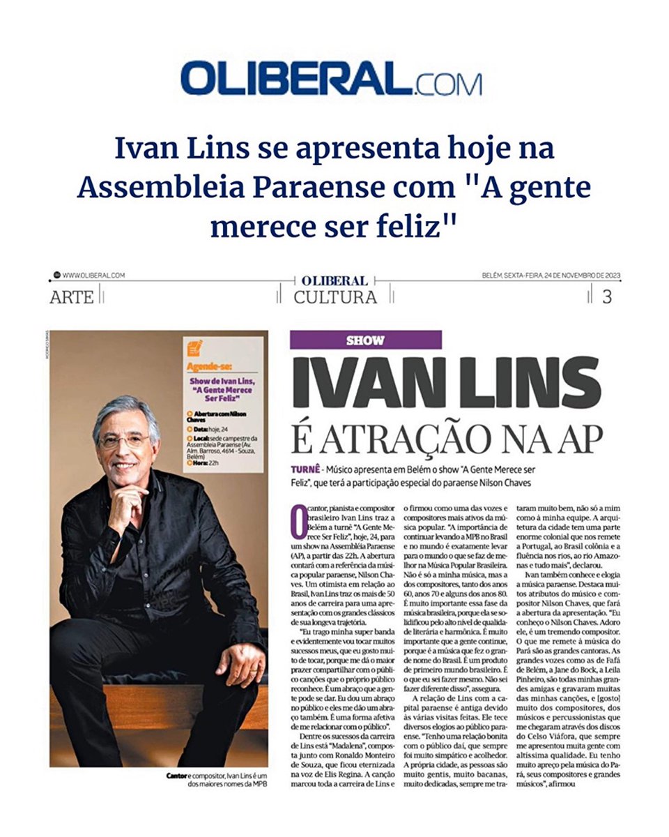 Ivan Lins apresenta turnê 'A gente merece ser feliz' em Belém