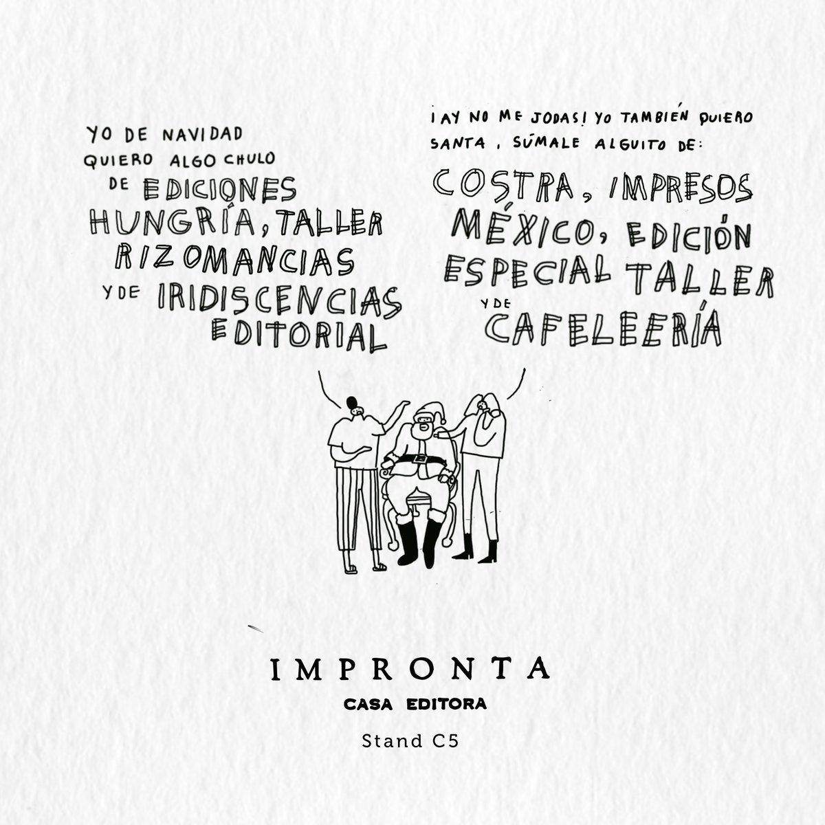 casaimpronta's tweet photo. Proyectos independientes de la mano de @Cafeleeria en nuestro stand C5 en FIL Guadalajara. 

👉🏽 @edhungria 
👉🏽 @rizomancias 
👉🏽 @e_iridiscencias
👉🏽 @costraconlimon 
👉🏽 @edicion_special 
👉🏽 #ImpresosMexico 

❤️‍🔥💫📚 https://t.co/38wA7h7c1g