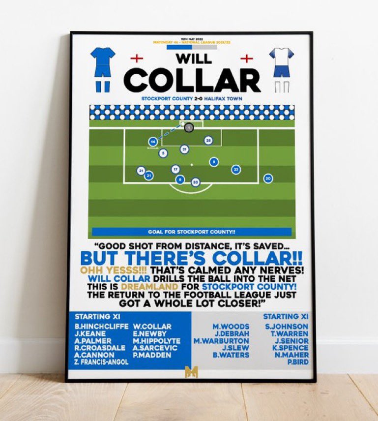 🚨FRAMED PRINT GIVEAWAY🚨

We’ve teamed up with <a href="/MezzalaDesigns/">𝗠𝗲𝘇𝘇𝗮𝗹𝗮</a> to give away 2X Framed Prints of some Iconic County Moments! 🔵

To Enter: 
🔄RT This Post
🤝Follow <a href="/CountyPodcast/">The Scarf Bergara Wore Podcast</a> &amp; <a href="/MezzalaDesigns/">𝗠𝗲𝘇𝘇𝗮𝗹𝗮</a> 

50 RT's Unlocks A Bonus Giveaway 

Good Luck! #stockportcounty